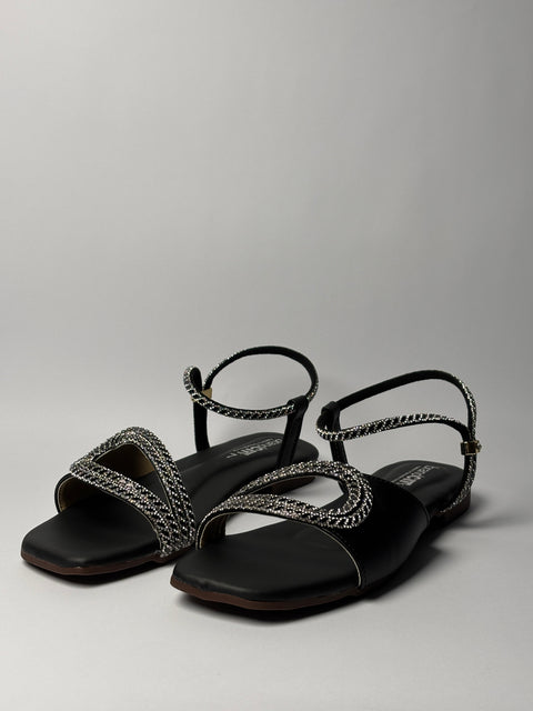 LuxeStride Embossed Two Strap Sandals 241