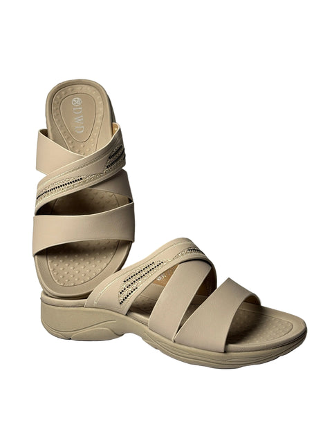 classic Beige Embroidered Wedge Slides 156
