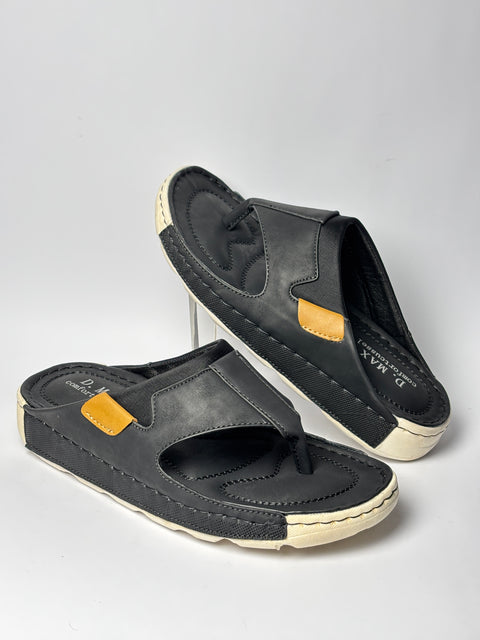 D.MAX Elite Black Ergonomic Cushioned Thong Slides 49-2