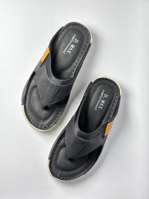 D.MAX Elite Black Ergonomic Cushioned Thong Slides 49-2