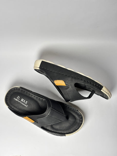D.MAX Elite Black Ergonomic Cushioned Thong Slides 49-2