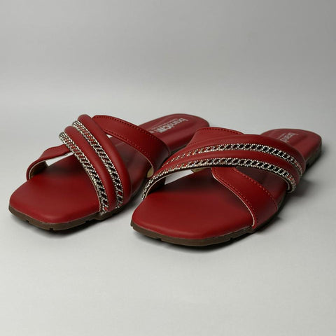 Ruby Glow Cross Strap Flats 120-12