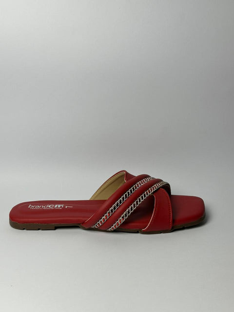 Ruby Glow Cross Strap Flats 120-12