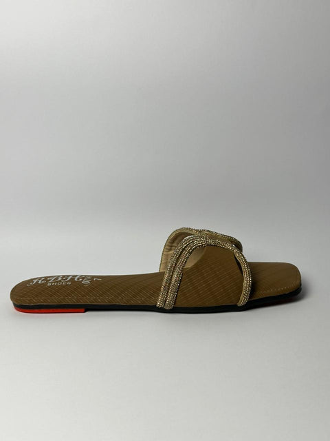 Brown Aura Embellished Ring Flats 114-1