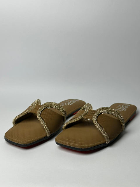 Brown Aura Embellished Ring Flats 114-1