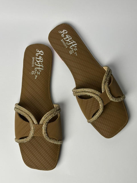 Brown Aura Embellished Ring Flats 114-1