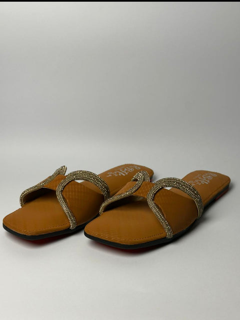 Mustard Glow Embellished Ring Flats 114-14