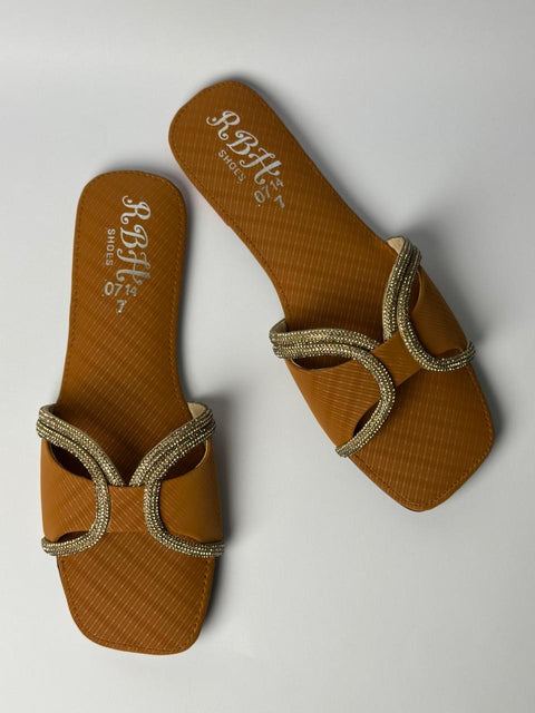 Mustard Glow Embellished Ring Flats 114-14