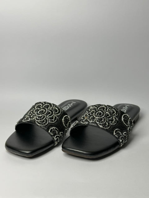 Midnight Bloom Embellished Slides 69-2