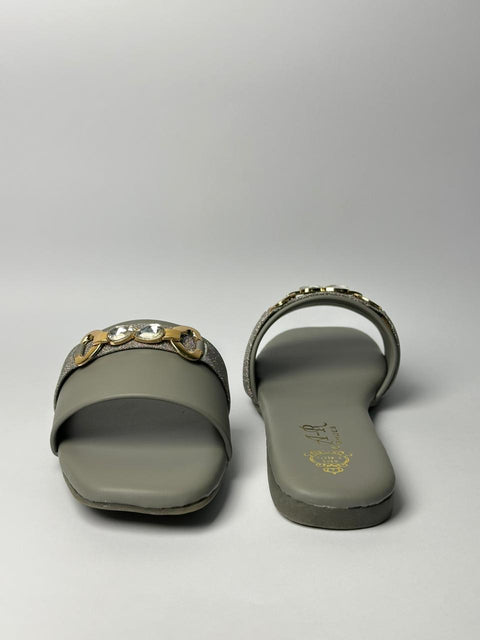 Elegant Grey Crystal Strap Slide 125-15