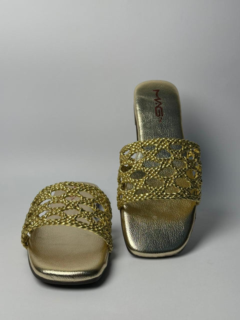 Golden Braided Strap Slide 67-11