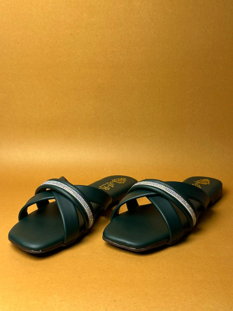 Emerald Luxe Cross Strap Slides 131-7