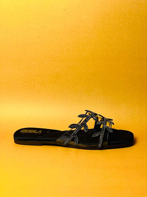 Midnight Bloom Embellished Slide  – Black 49